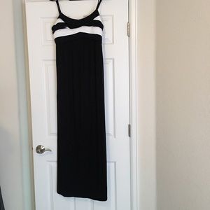 Black with white, maxi dress